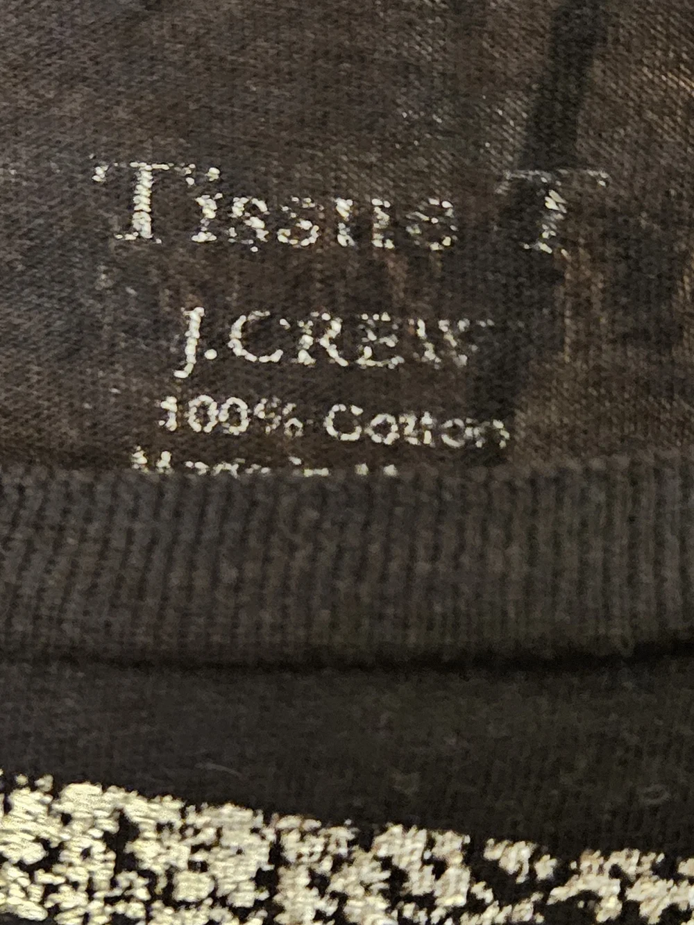 J. Crew Cotton Black Tee with Metallic Gold Stripes